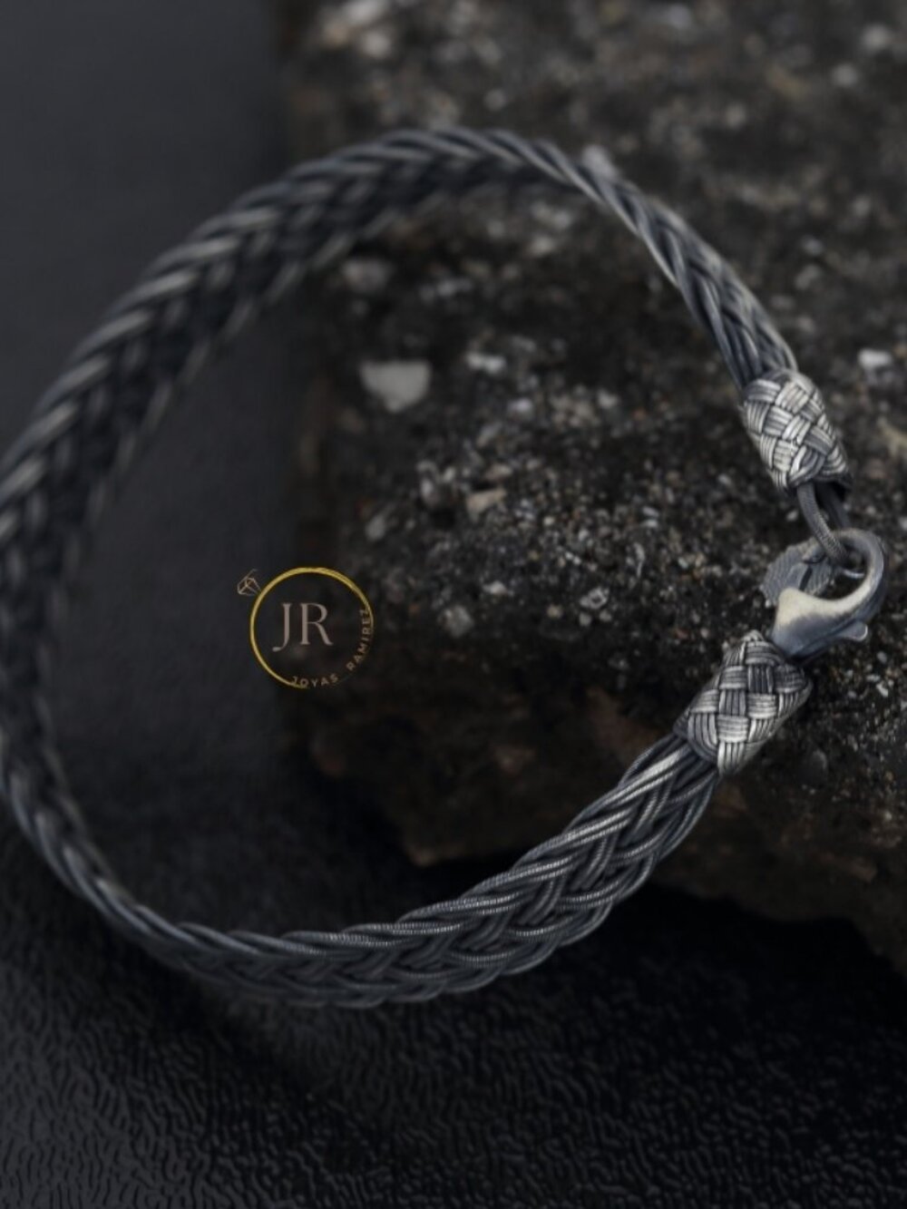 9" 11mm .925 Sterling Silver Hand Braided Woven Oxidized Unisex Bracelet Kazazi